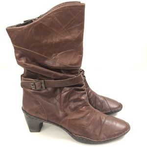 JOSEF Seibel Sz 40 Brown Crinkle Leather Calf High Boots